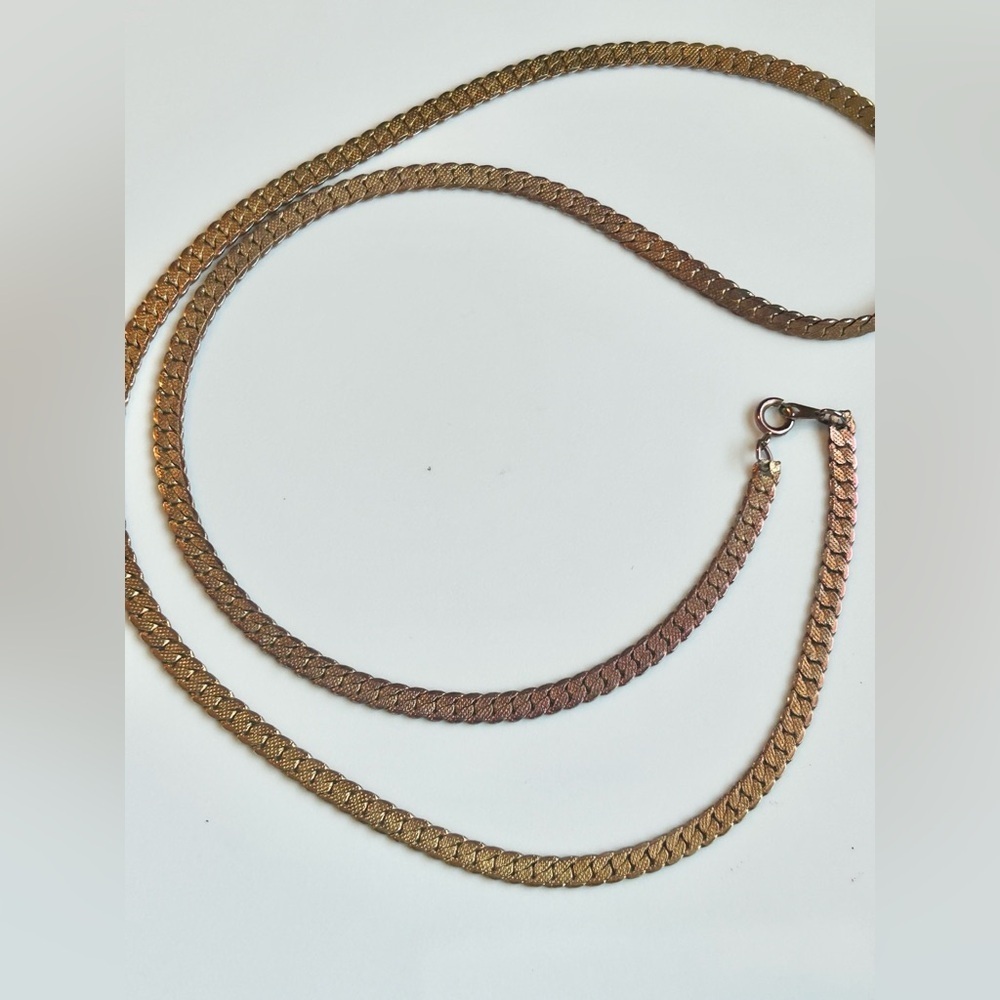 Gold Tone Vintage Chain Necklace Ross Long Gold Necklace - Picture 6 of 15